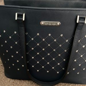 Navy and silver Michael Kors tote